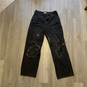 Black Baggy Super Distressed Denim Jeans Size 27